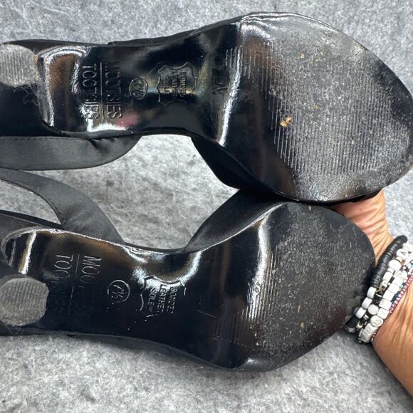 Mootsies Tootsies Vintage 90s Black Slingback Peep Toe Sandal Women 7.5 - Picture 7 of 8